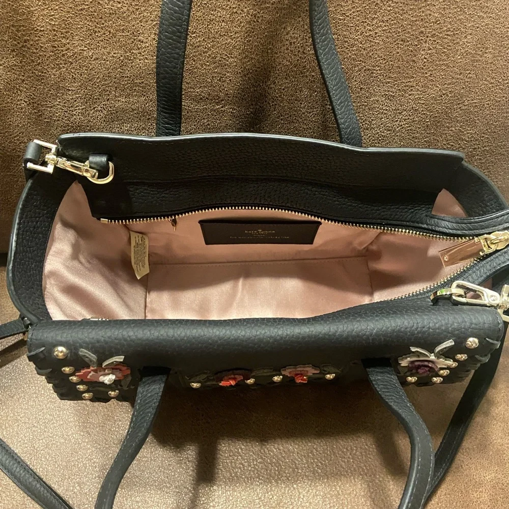 Kate Spade - Black, Floral, Studded tote - Picture 4 of 4